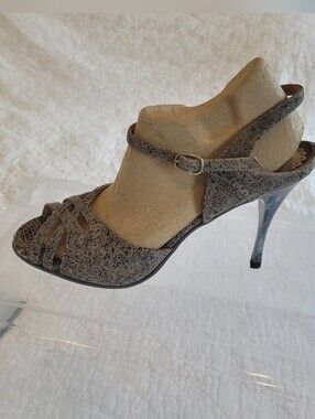 Argentine Tango Professional Grey Marble Stilettos by Damas Avalos Leather Sole
